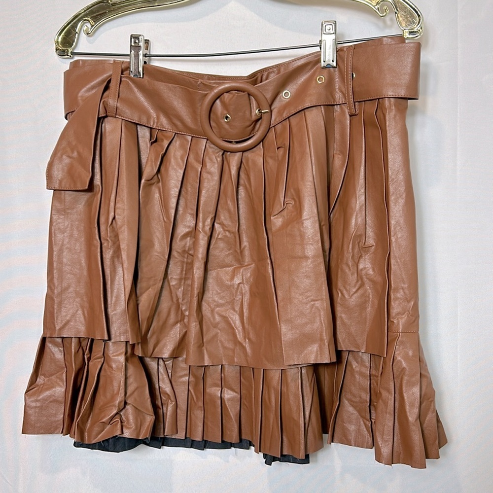 Love By Design Pleather Mini Skirt Size 1X Side Zip Layered Ruffles